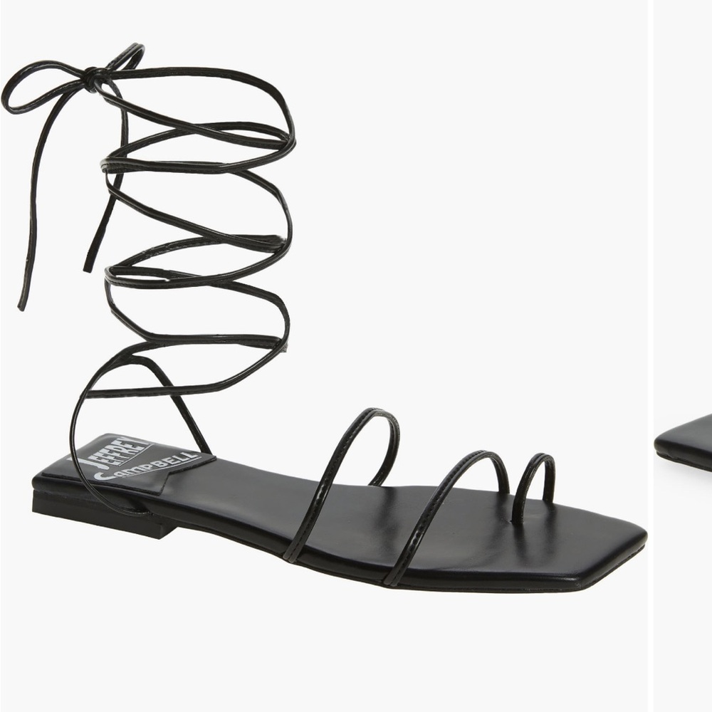 Jeffery Campbell Primma Lace-Up Black Sandal